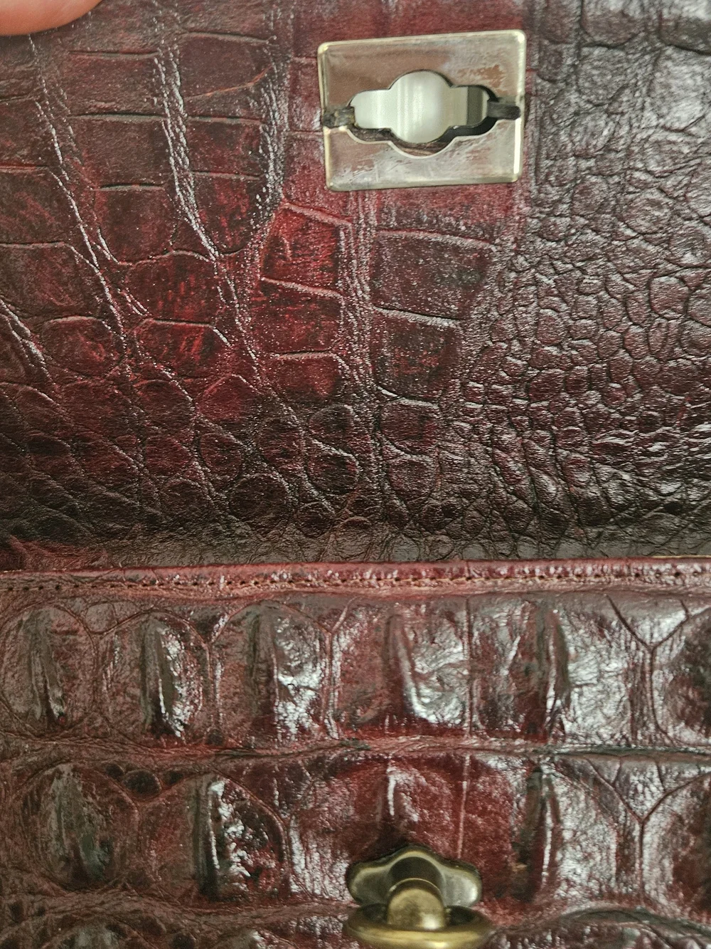 Exotic Dark Brown Crocodile Leather Crossbody Bag 11